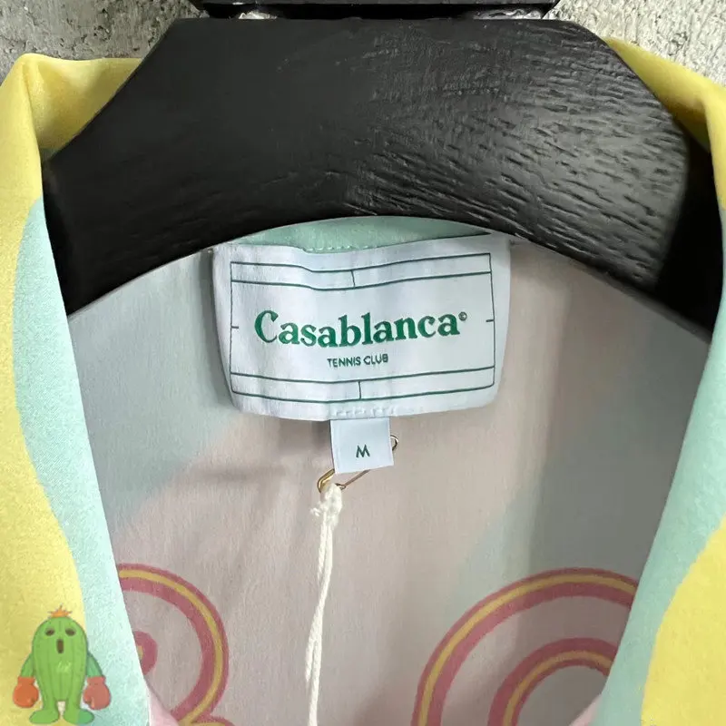 High Street Casablanca Shirts Suit Cream Shell Rainbow Dream Men Women Short Sleeve Shirts Set