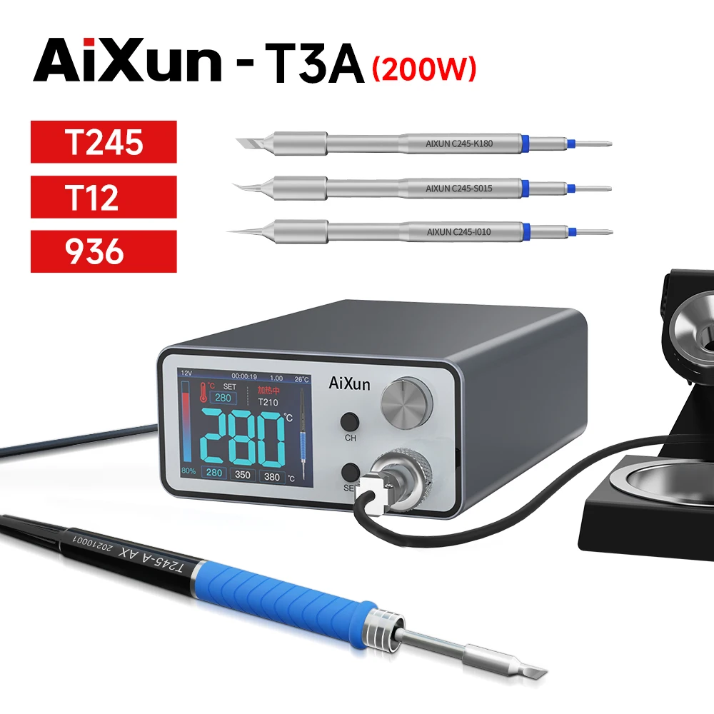 

Aixun 200W T3A T3B Smart Soldering Station Support T12 T245 936 Handle Soldering Electric Welding Iron Tips For SMD BGA Repair