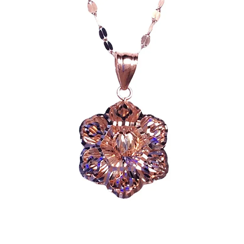 Ожерелье с цветком из фиолетового золота 585 пробы покрытое розовым золотом 14