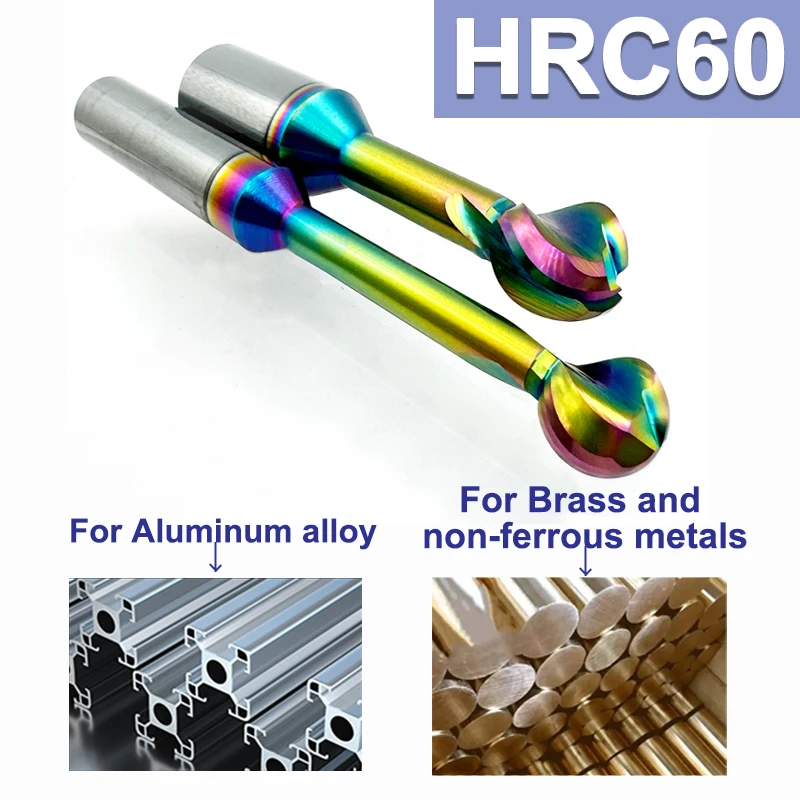 

YZH HRC60/68 Шариковая Т-образная фреза, концевая фреза для леденцов, фреза с ЧПУ 3D для стали, алюминия R1 R2 R3 R4 R5 R6-R10