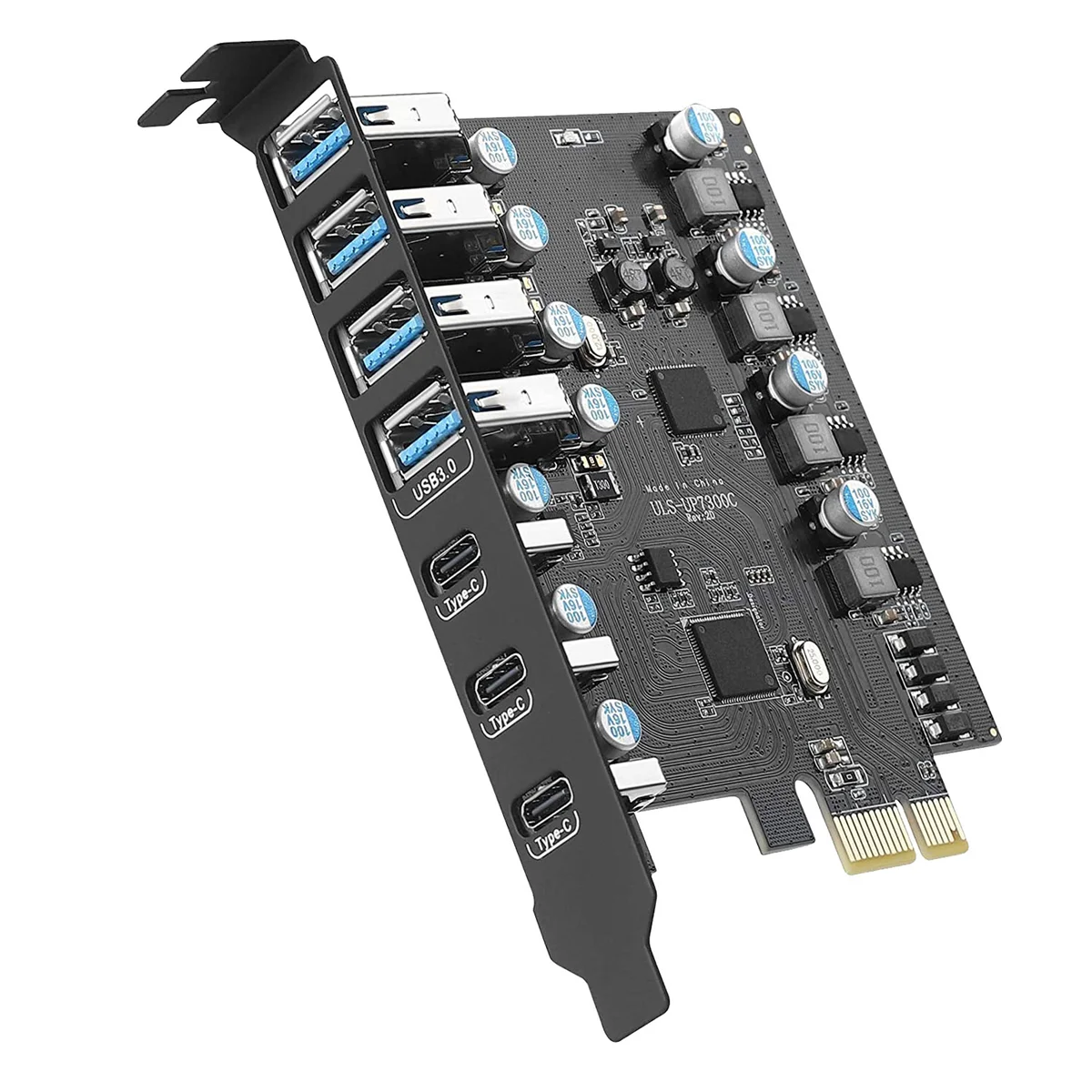 

7 Ports PCIe To USB 3.0 Expansion Card PCI Express USB Add on Card for Desktop PC Host Card Support Windows 10/8/7/XP