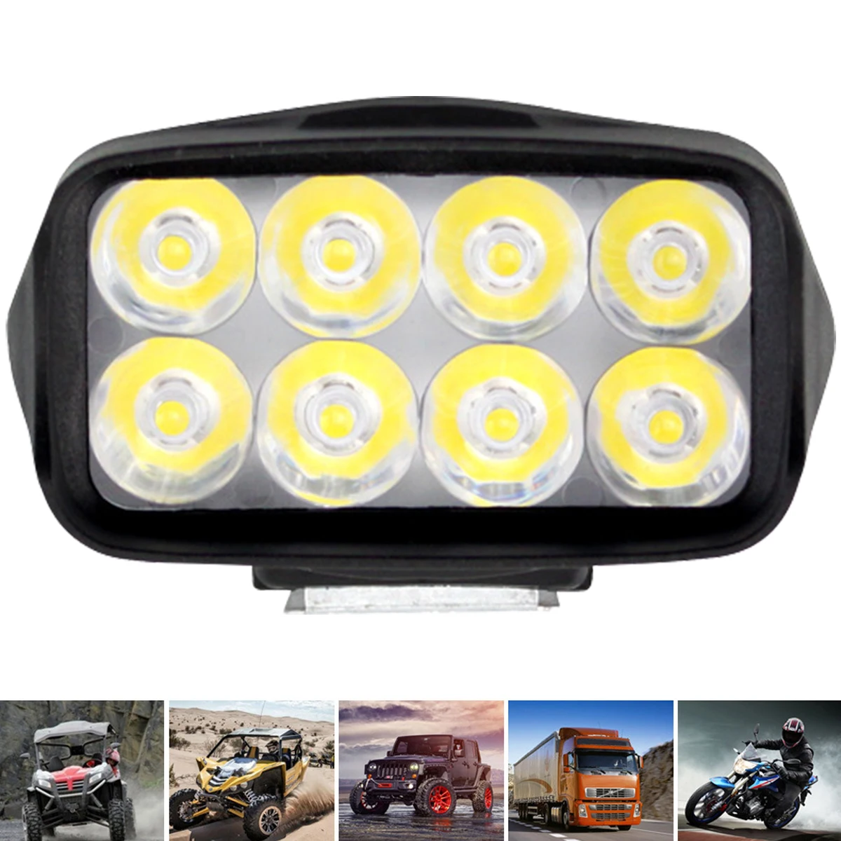 

New Motorcycle Driving Lights IP67 Waterproof Motorcycle LED Headlights 8 LEDs 1200lm 6000K Super Bright LED Light Bar for