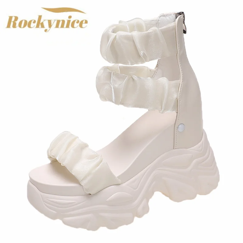 Summer Sandals 10CM Wedge Heels Sneakers New 2022 Women Beach Flip Flop High Platform Casual Sandals Breathable Walking Slippers