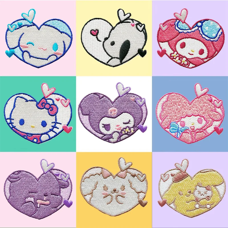 

kawaii Sanrio Kuromi cartoon anime clothes patch Cinnmoroall decorative stickers My Melody self-adhesive Embroidered cloth patch