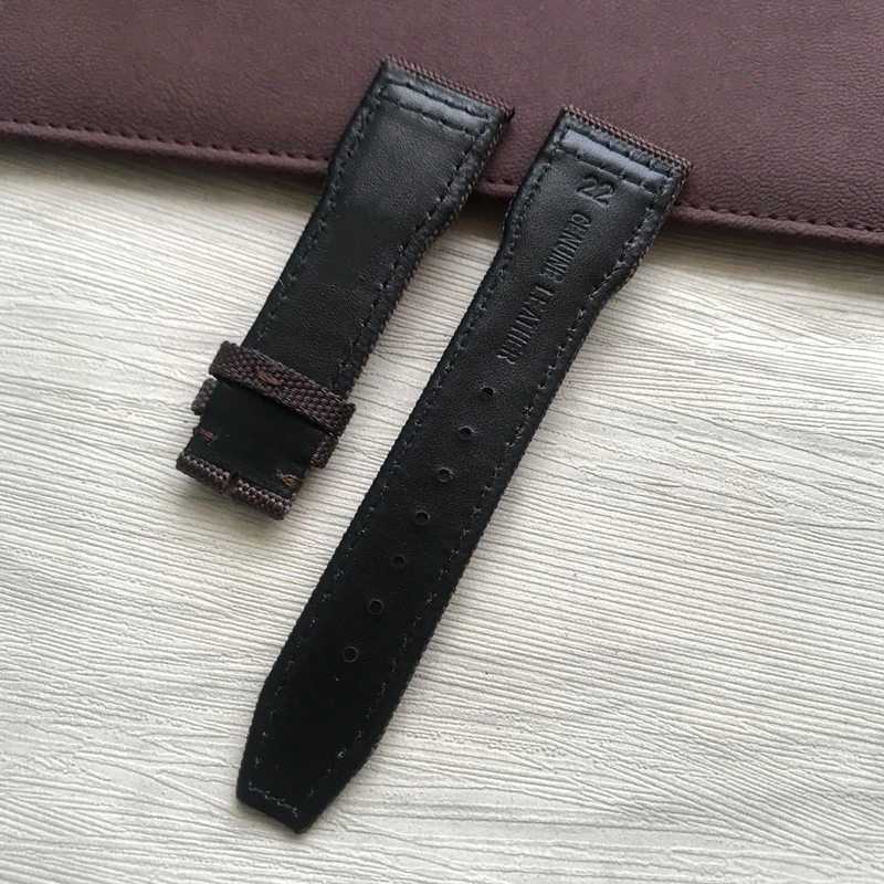 21mm 22mm Black Blue Green Brown Nylon Fabric Genuine Leather Watchband For IWC Big Pilot Mark 18 TOP GUN Wacth Strap Bracelet images - 6