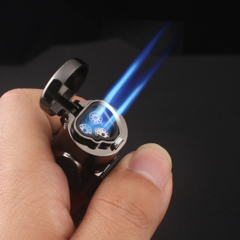 

Visible Gas Blue Flame Torch Turbo Lighter Spray Gun Electronic Lighter Gas Lighter 1300C Butane Cigar Lighters Gadgets For Men