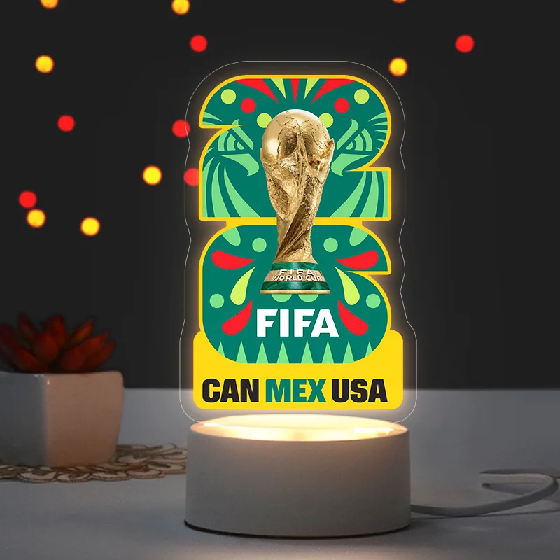 Фото Светильник-ночник LED с талисманом Чемпионата мира по футболу FIFA 2026, настольная лампа в виде футбольного трофея, сувенирный подарок для фанатов, декор для комнаты, коллекционное украшение №3
