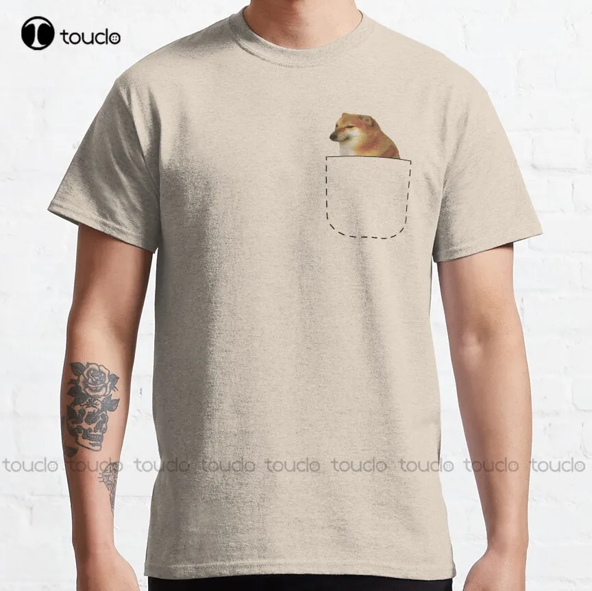 

Cheems Classic Peekaboo Cheems Doge Meme Cheemsburbger Funny Dog Classic T-Shirt Black T Shirts Make Your Design Xs-5Xl Unisex