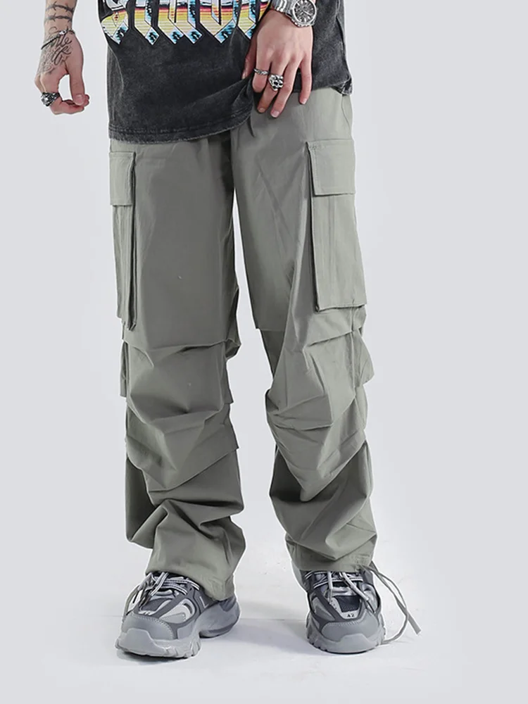 

Мужские Плиссированные уличные брюки в стиле хип-хоп, повседневные рабочие брюки с несколькими завязками, однотонные мужские брюки-карго 2023, мужские брюки Темпера