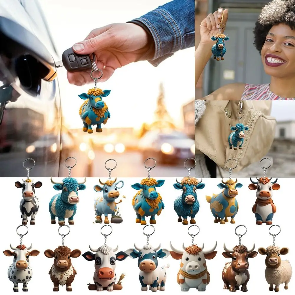 

Милый мультяшный автомобильный брелок, креативный брелок для ключей Highland с крупным рогатого скота, акриловый брелок для ключей яка, подвеска для рюкзака, 3,15 дюйма, брелок для ключей из коровьей кожи, автомобильные аксессуары