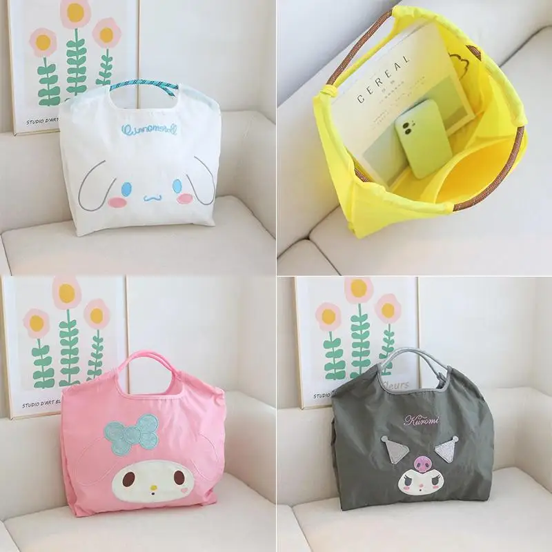 

Sanrios сумка для покупок с персонажем из мультфильма Hello Kittys Kawaii Girl Heart Printing High вместительная портативная экологически чистая сумка для покупок