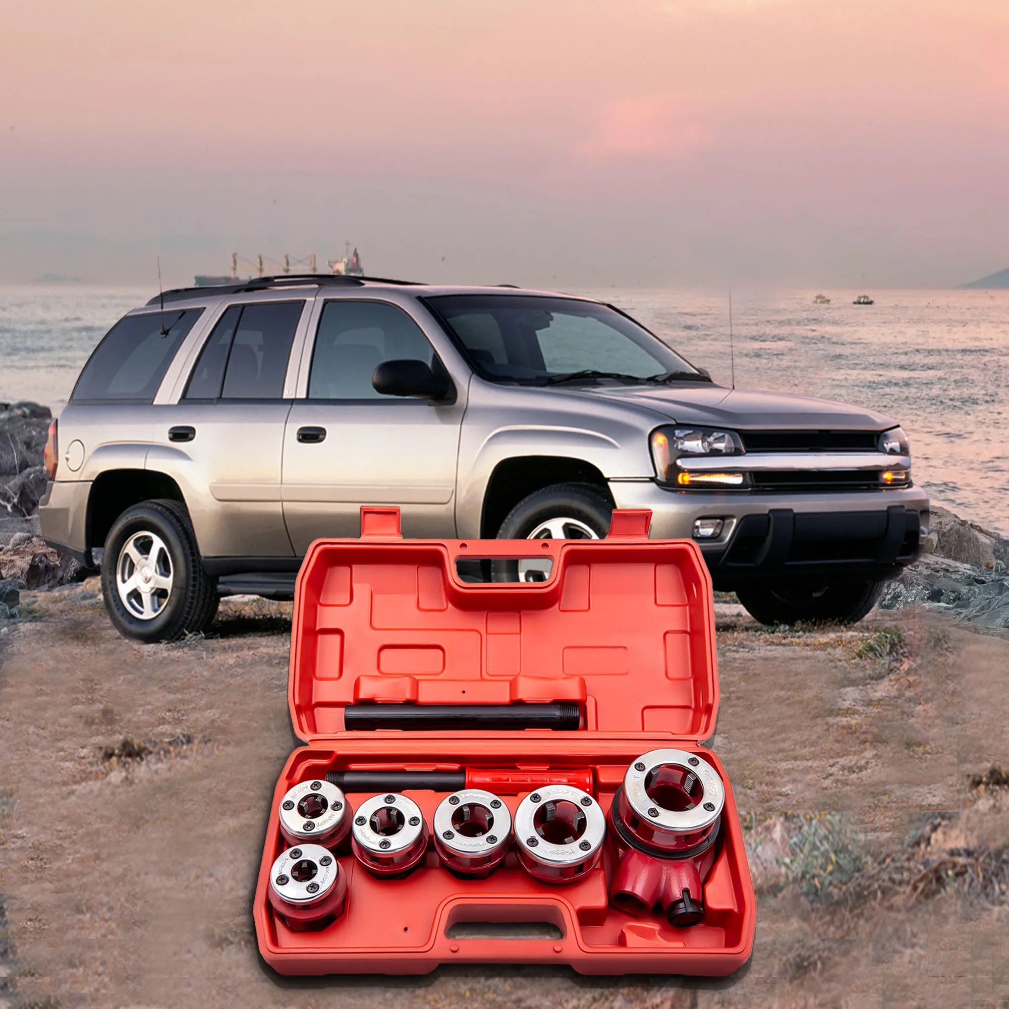 

Ratchet Pipe Threading Threader Die Bar Head Handle Tool Set 1/4'' 3/4'' Ratcheting Plate 1/2''