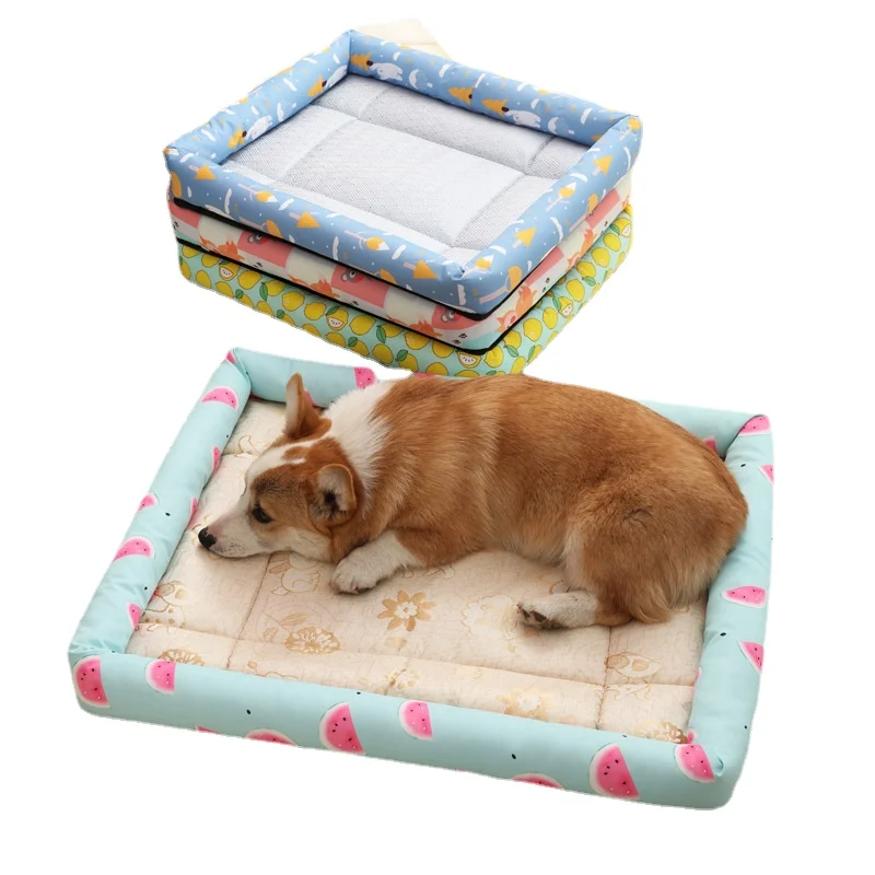 

Summer Dog Bed Cooling Nest Mat Four Seasons Universal Cat Bed Anti-slip and Anti Dog Beds Ice Silk Pet Nest Small Pet Supplies
