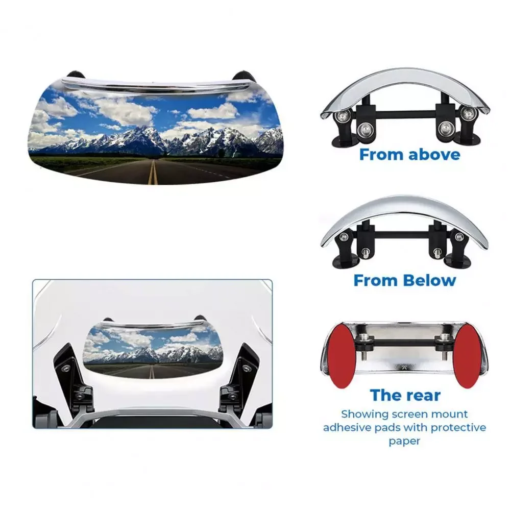 

Rear View Mirror Windscreen 180 Degree Wide Angle Safety Full Rearview HD Mirror Windshield Bike Scooter Accessories