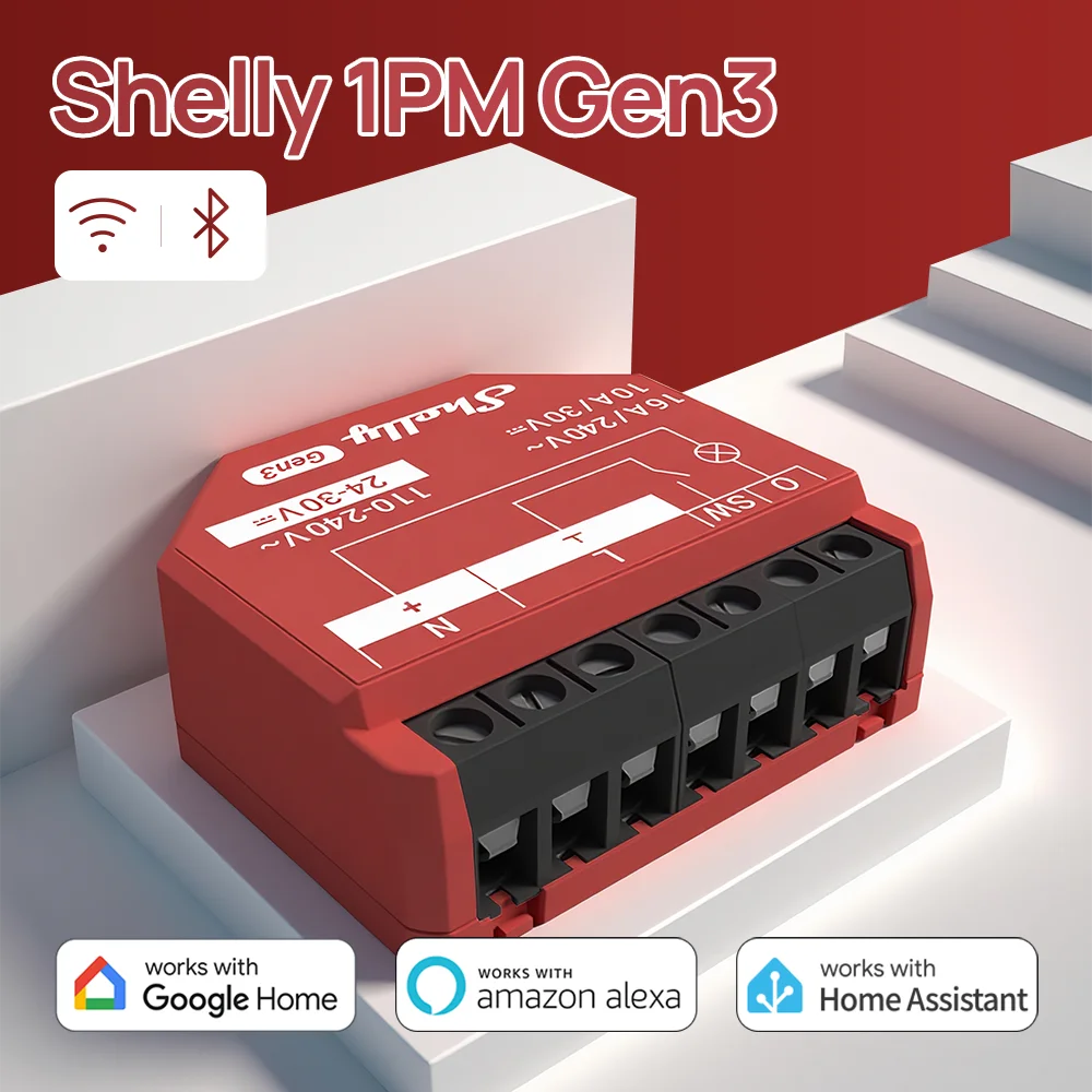 

Shelly 1PM Gen3 Smart Switch 16A с измерением мощности