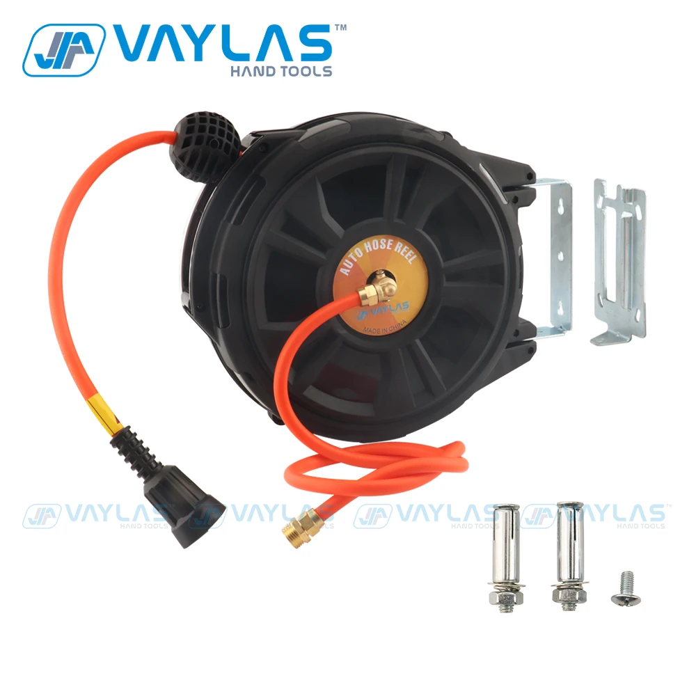 Retractable Garden Hose Reel 6.5mmx10.0mm 10M Wall Mounted Hose Reel 180°Swivel Bracket Heavy Duty Water Hose Automatic Rewind