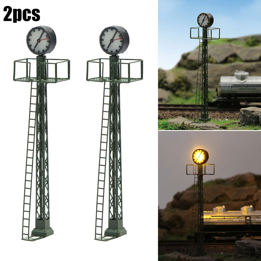 2pcs Model Railroad Lights Lattice Mast Light Track N Light Layout 12-16V For Rail & Building Layout Garden Decoration