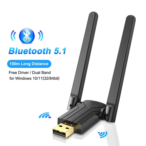 Onvian Без драйвера Bluetooth 5.1 Адаптер с вращающимся двухчастотным адаптером Bluetooth Сильный BT 5.1 Аудиоадаптер 150M