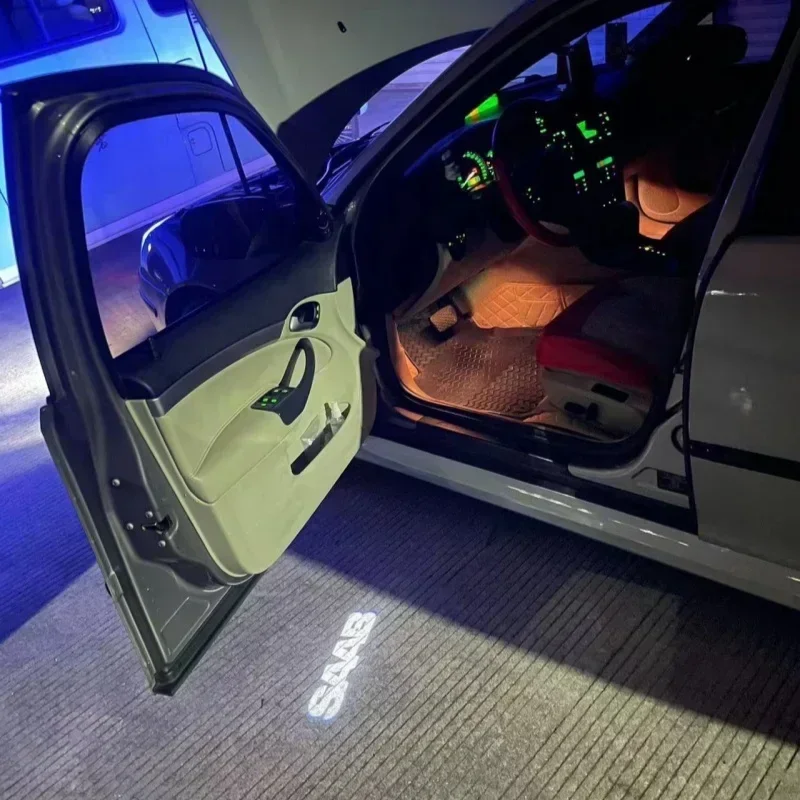 2 шт. универсальная беспроводная светодиодная дверная лампа с теневой лазерной