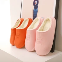 women indoor home slippers winter warm water proof non slipe cotton ladies plush lining sandals memory foam couples shoes
