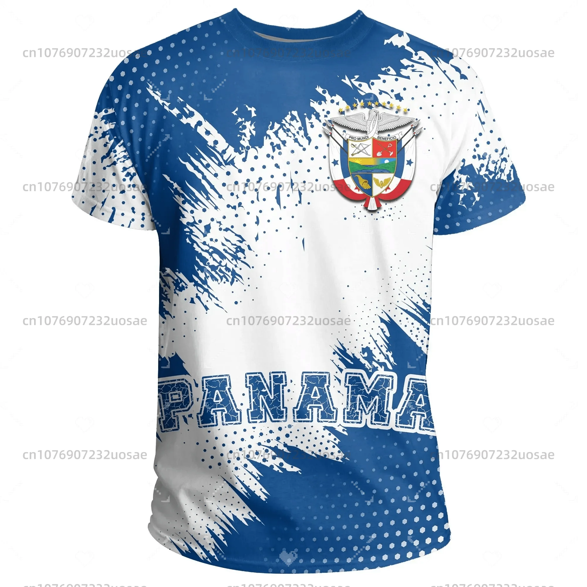 

Panama Flag & Coat of Arms Graphic Tee Summer Casual Pullover Men's Fashion Loose T-shirts Boys Oversized Short Sleeve Tops