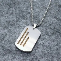simple personality mens stainless steel pendant necklace fashion casual square military brand pendant jewelry gift