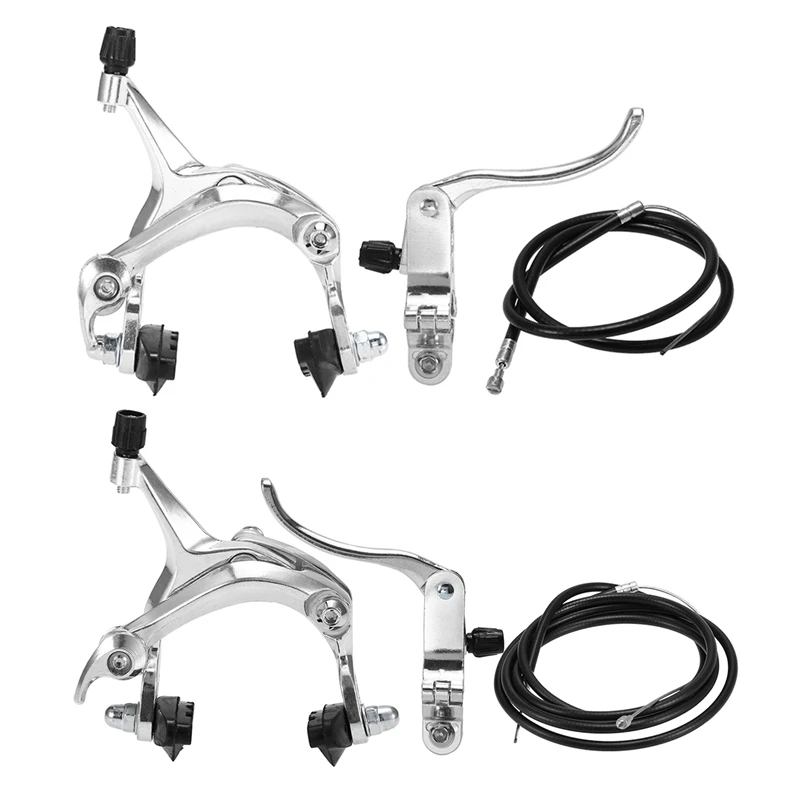 

2 Set Front & Rear Fixie Road Bike Cruiser Brake Set Bike Brake Kit Bike Caliper Brake Kit Side Pull Brake Set For Most Fixie Bi