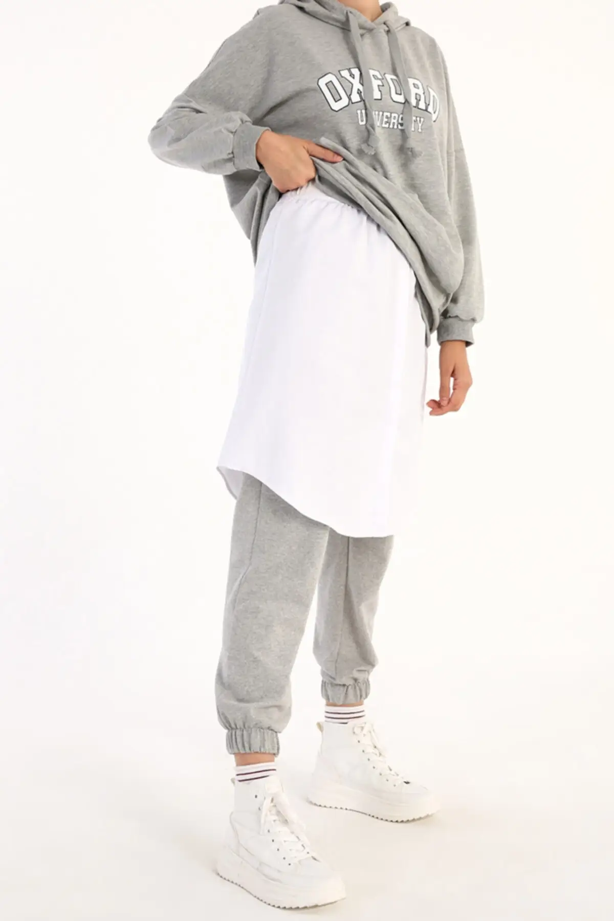 

White Beam Cotton Shirt Skirt Hijab Clothing