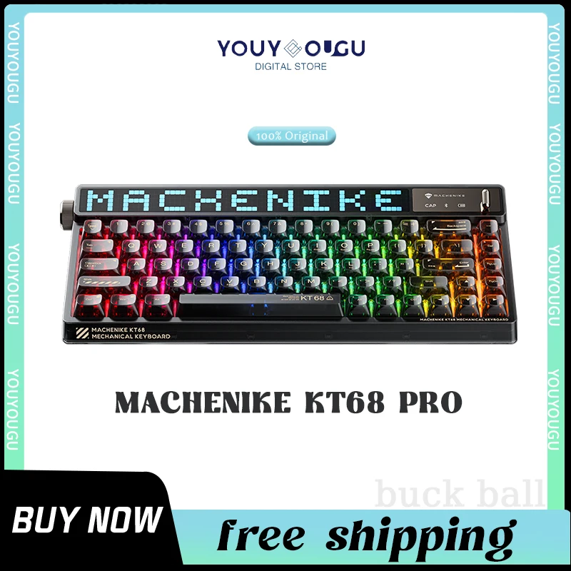 

Machenike KT68 Pro Mechanical Keyboard With Screen 68keys Hot-Swap TTC Kailh Switch RGB Tri-Mode Wireless Keyboard For PC Laptop