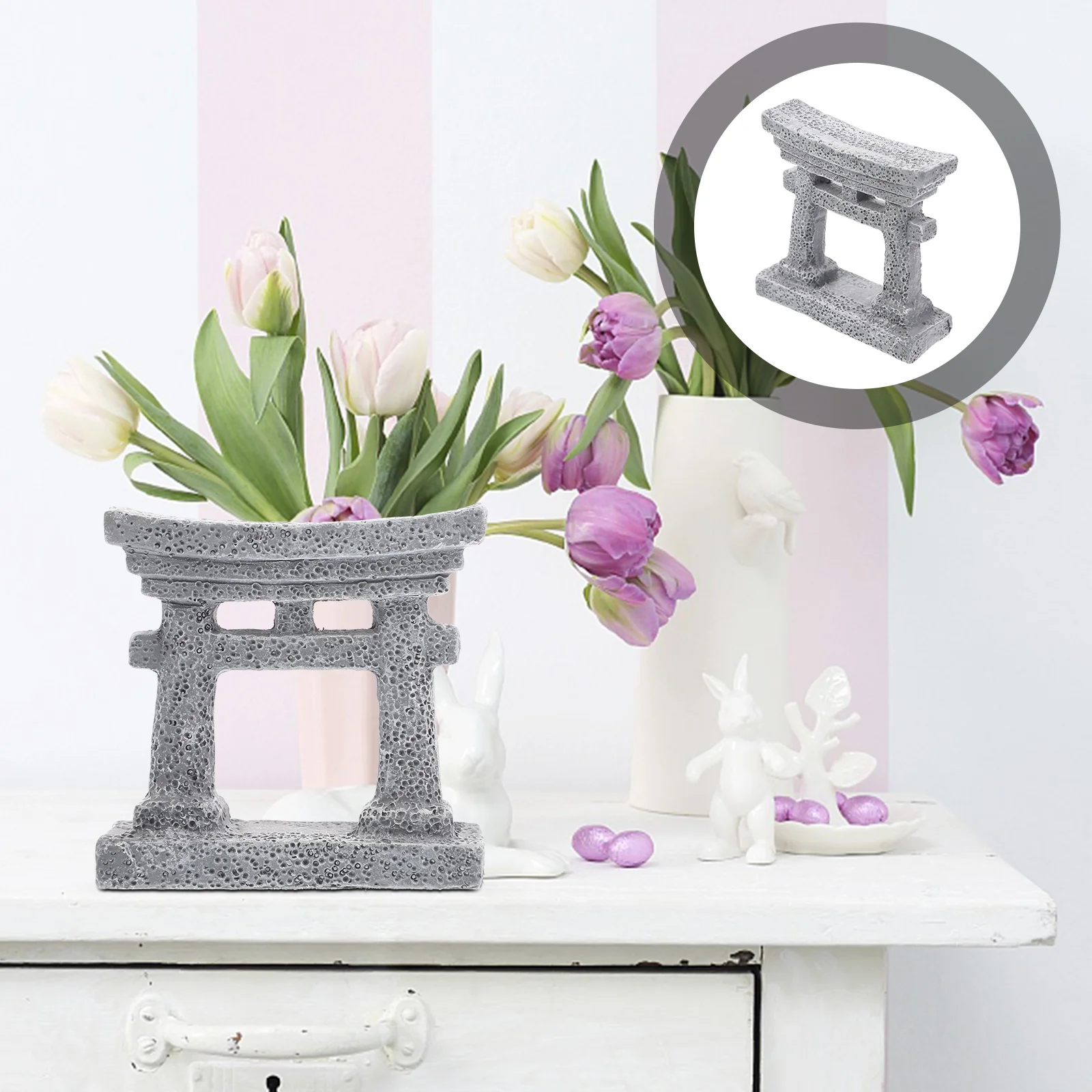 

Torii Gate Accessories Mini House Glass Container Toy Miniature Decor Resin Asian Home Accessory Stone Archway