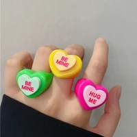 new rings for women girls acrylic love letter cartoon sweet cute fashion korean jewelry luxury charm ring party accessories gift