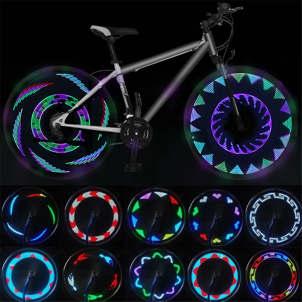 

Wheel Double Bike Tire Tyre Ride Sided Light Flash Induction Modes 14 Spoke Accessories Cycling Night Bicycle Light 30 Valve