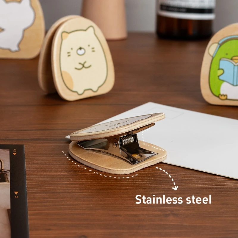 1 шт. кавайные скрепки для бумаг милые мультяшные животные деревянные зажимы