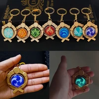 anime keychain genshin impact element vision gods eye luminous inazuma accessories bag pendant key chain for girl gifts kazuha