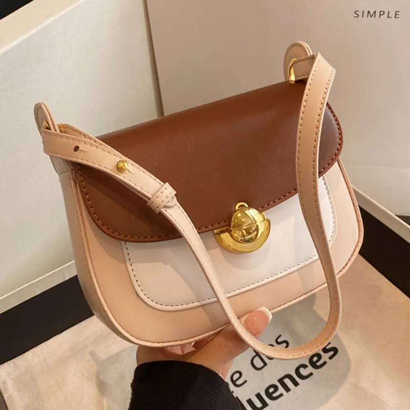 

Minority French Stitching Bag Female 2023 New Texture Fashion Simple Online Celebrity Slung Sweet Saddle Bag Designer Bags