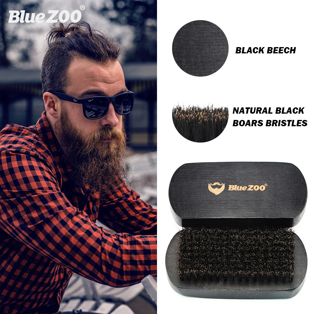 

Bluezoo Oval black beech beard brush Beard Brush Beech Wood Boar Bristle Brush Mustache Beard Comb Facial Hairstyling Brush