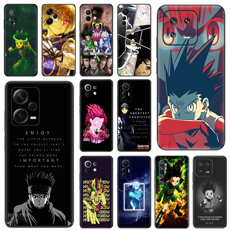 

Cartoon Hunter X Hunter Black Anti-Drop Phone Case For Redmi Note 12 Pro 11 11S Prime 11E 11T 11SE 10 Lite 10S A1 Plus 10C Cover