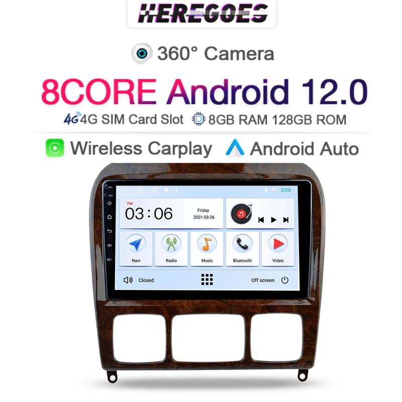 Автомобильный DVD-плеер DSP Android 12 для Mercedes Benz S Class W220 S280 S320 S350 S400 S430 S500 S600 S55