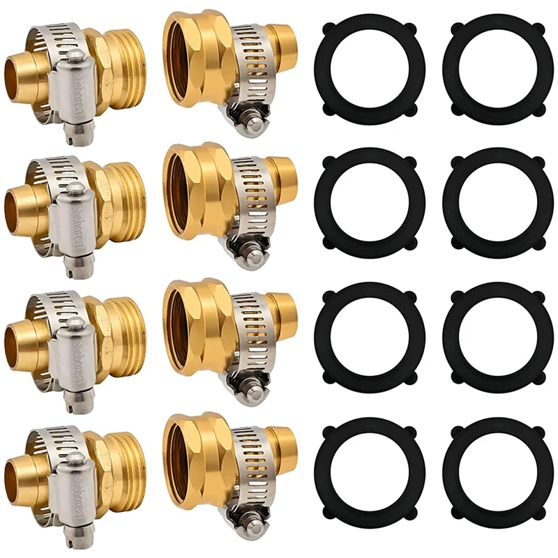 

Garden Hose Repair Kit,Aluminium Water Hose Repair Kit Hose Connectors With Clamps For 5/8 Inch Or 3/4 Inch Hose