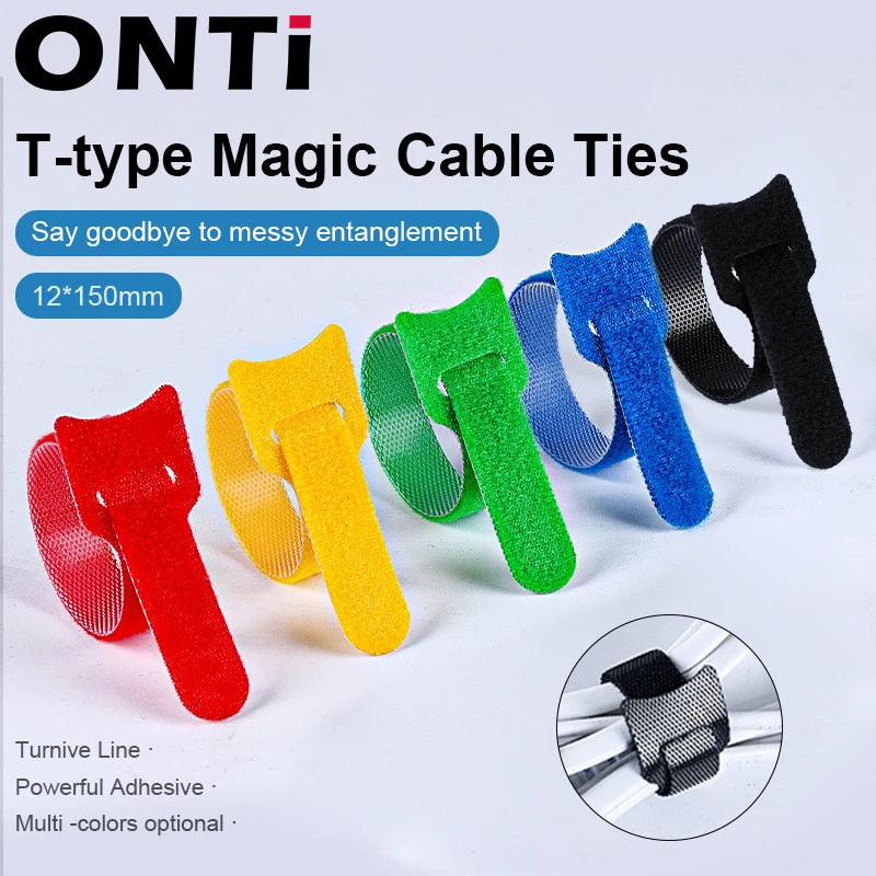 ONTi 1000 шт разъемные кабельные стяжки многоразовые нейлоновые Т-образные магические кабельные стяжки для шнуров питания организация и фикса...
