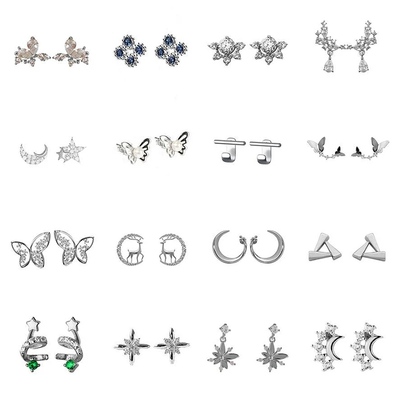 

Женские серьги-гвоздики из серебра 925 пробы с цирконом