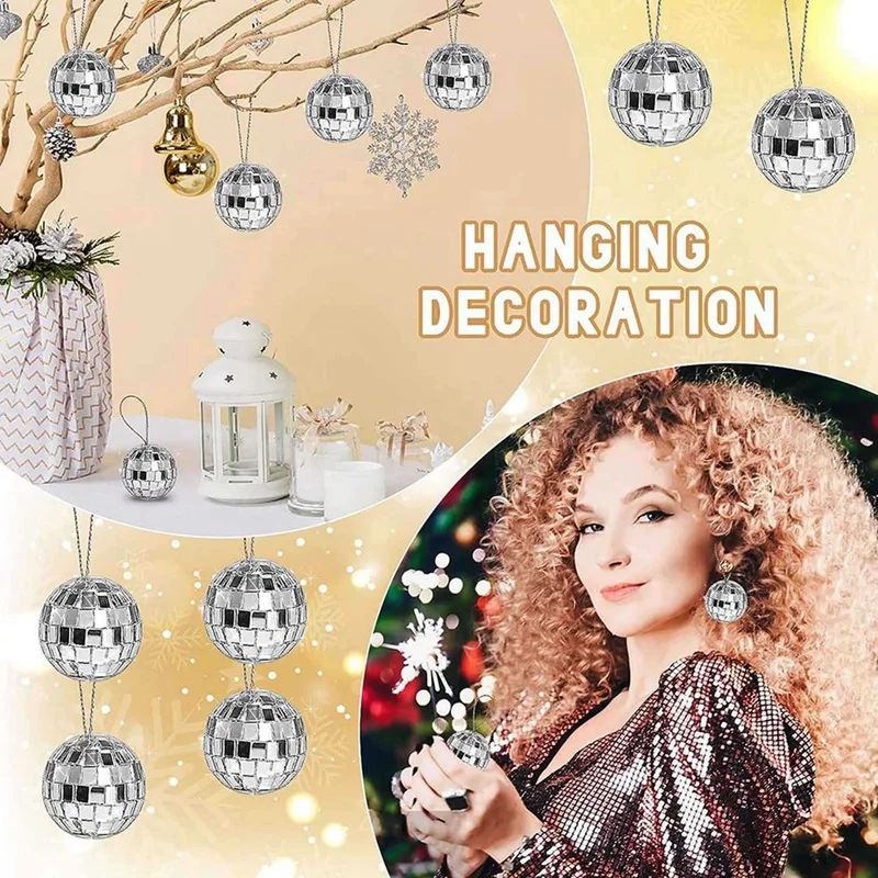 Новинка-60 упаковок диско-шар серебряное подвесное зеркало украшения с веревкой