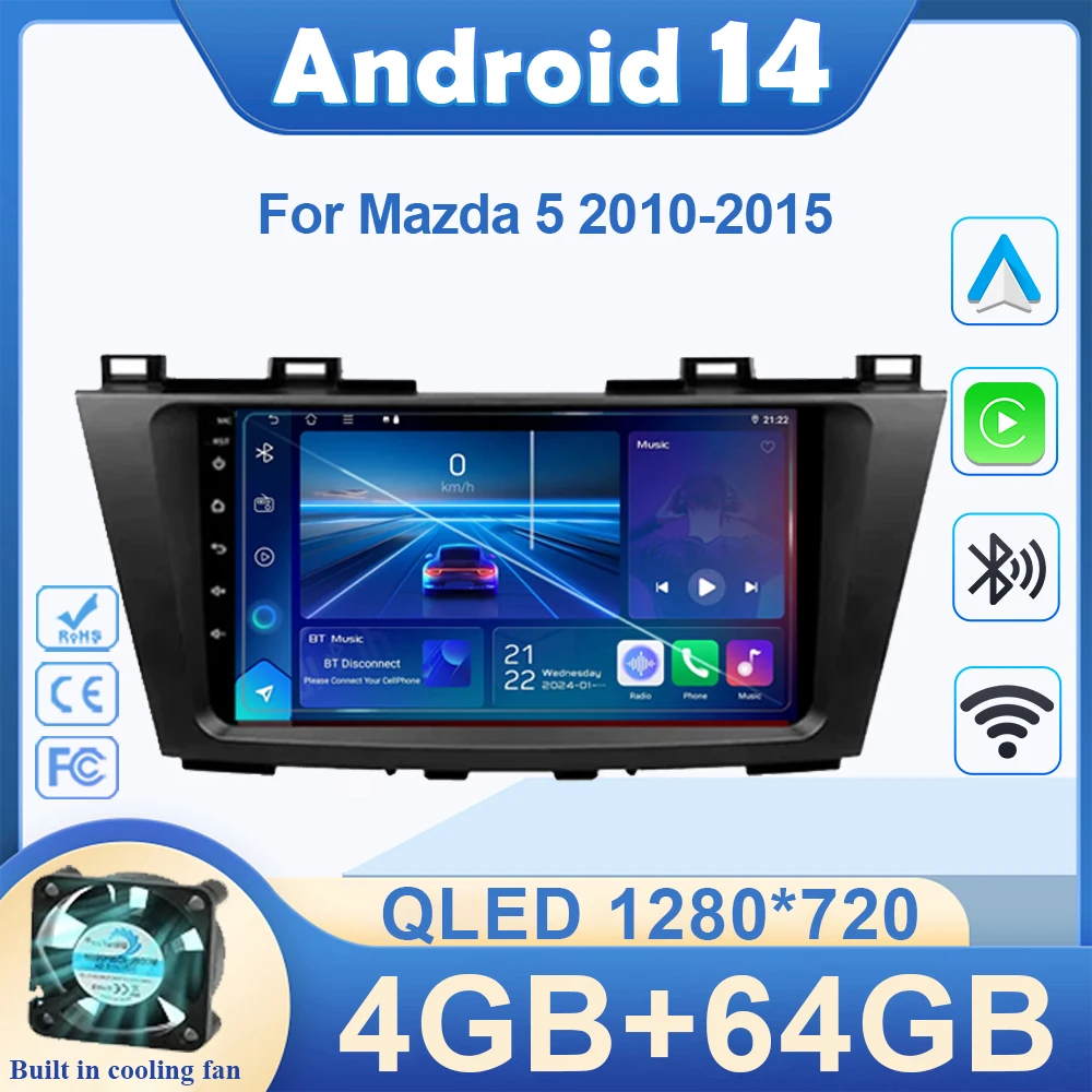 Автомобильный радиоприемник Android 14 для Mazda 5 2010-2015 мультимедийный плеер
