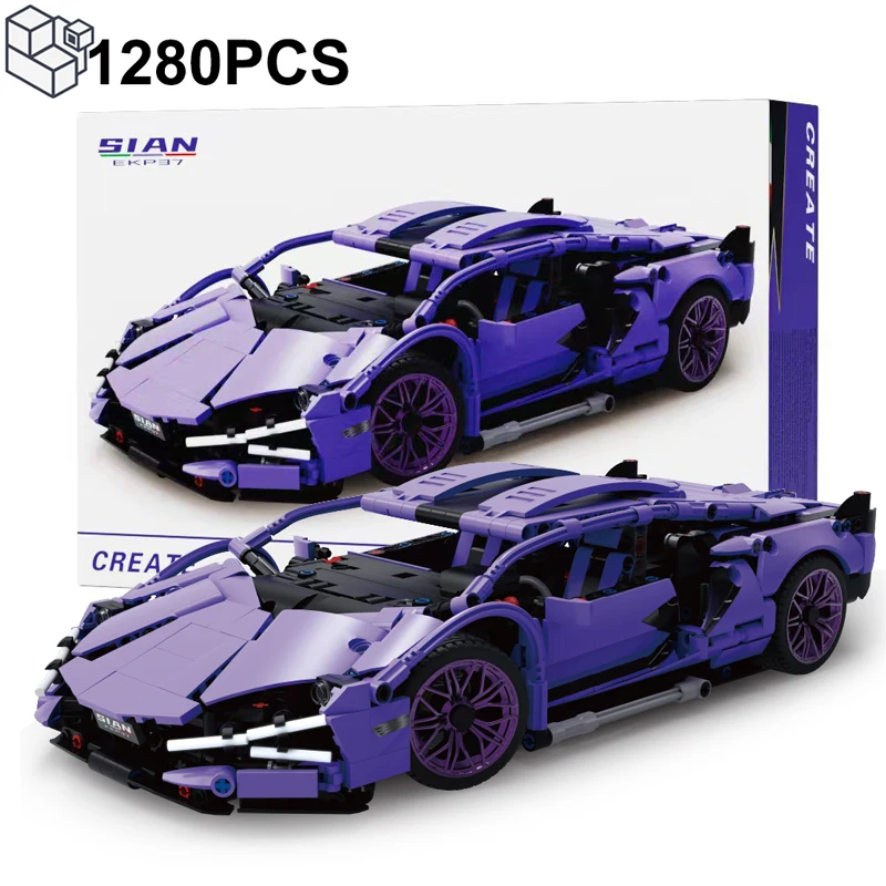 

1280PCS Technical Purple Sian Sports Car Building Blocks Expert Speed Racing Vehicle Assemble Bricks Toys Gifts For Children