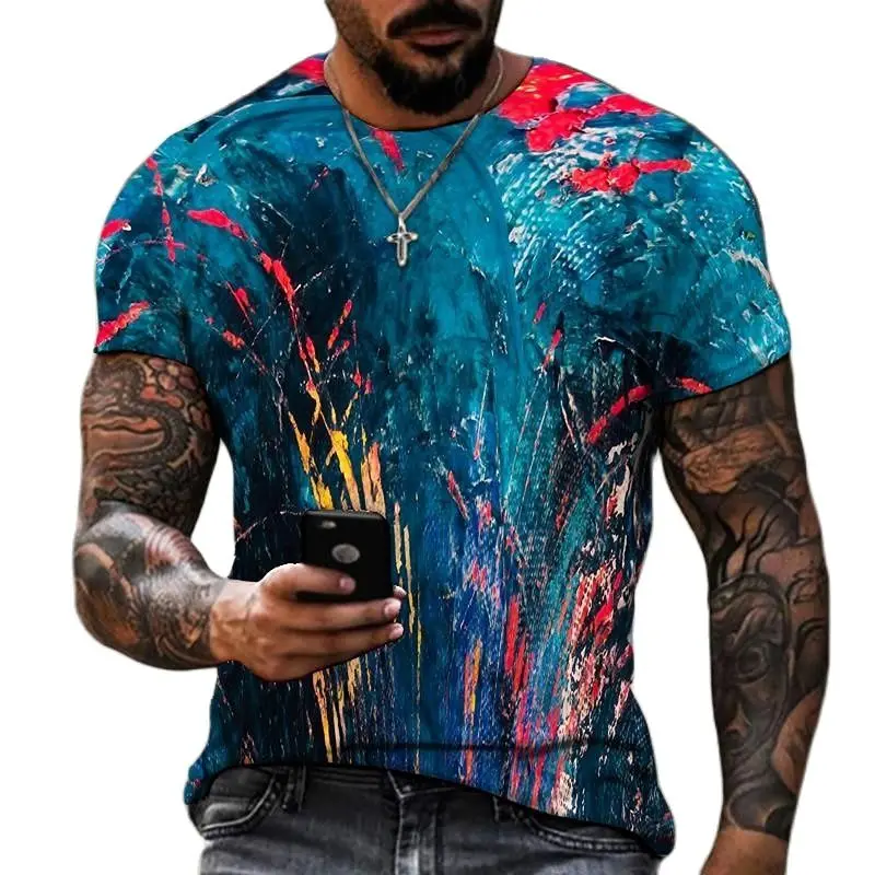 

2023Modern Summer Men's Hot Style T-shirt, Cool Hip-hop Street Style, 3d Printed Casual Top, Round Neck Design, Large Size 6XL