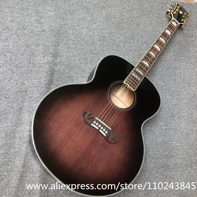 

Custom solid spruce top, rosewood fingerboard, maple side and back, high-quality Jumbo series dark color j200 acoustic guitar