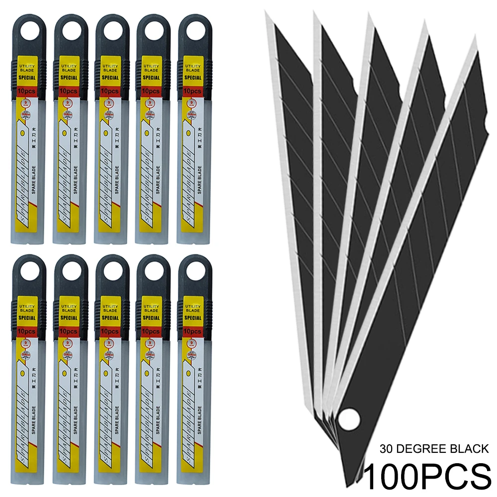 

Лезвия для художественного ножа CNGZSY, 100 шт., черный, углеродистая сталь, 30/60 градусов