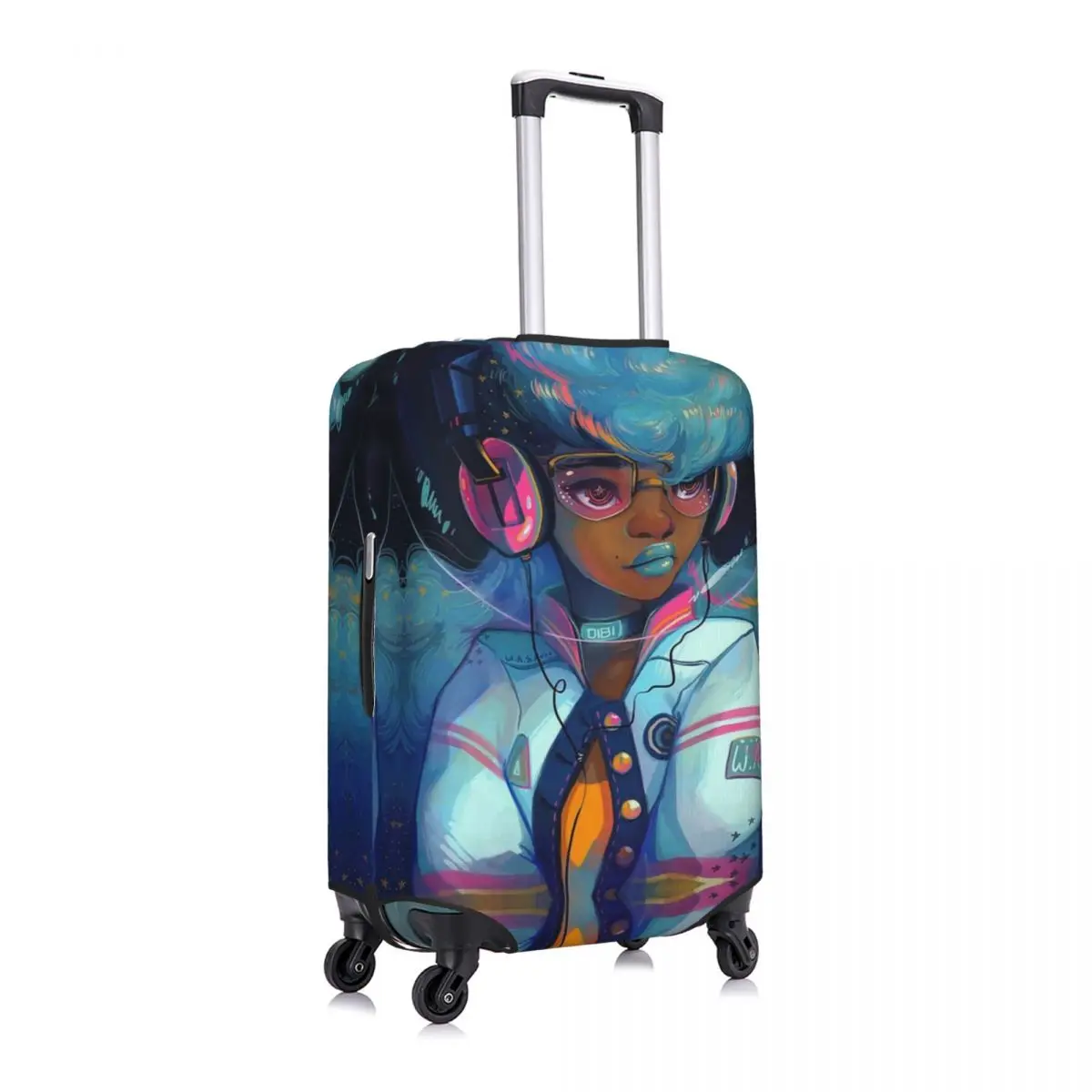 

African Music Girl Luggage Cover Spandex Suitcase Protector Fits 19-21 Inch