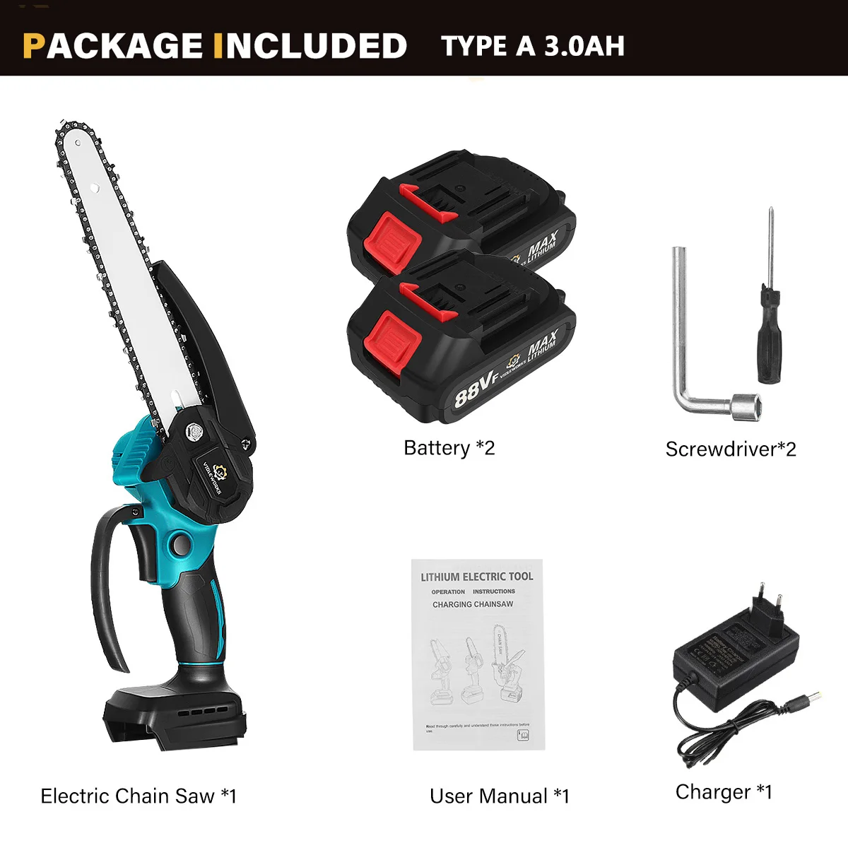 

8-дюймовая бесщеточная электрическая аккумуляторная цепная пила, ручной перезаряжаемый электроинструмент для обрезки древесины для батареи 18 В от VIOLEWORKS