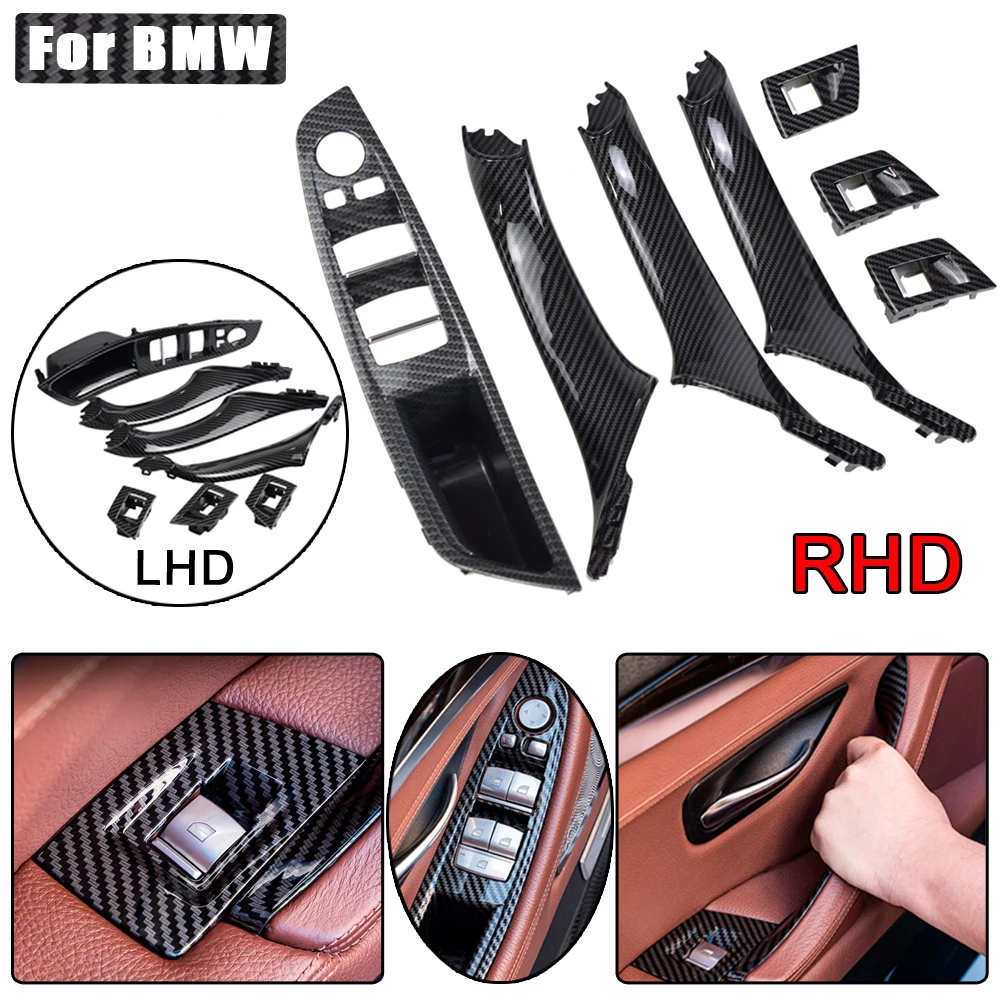 

Fit For BMW 5 Serie F10 F11 F18 520d 525d 530d 535i Carbon Fiber Car LHD RHD Interior Door Handle Inner Panel Pull Trim Cover